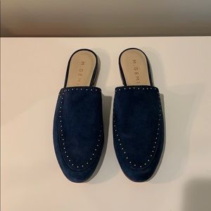 M.Gemi blue suede mule with gold stud detail
